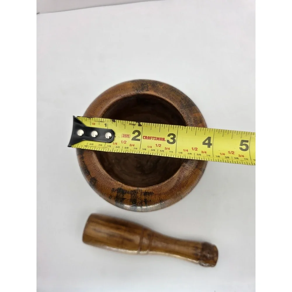 VTG Hand Carved Wooden Mortar Pestle Rustic Primitive Farmhouse‎ Kitchen Decor